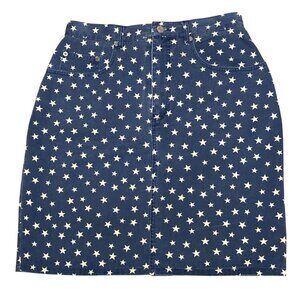 Vintage Country Store Blue Denim‎ Star Print Skirt Size 10